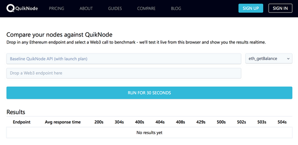 QuickNode Compare: in-browser benchmarks for Web3 endpoints